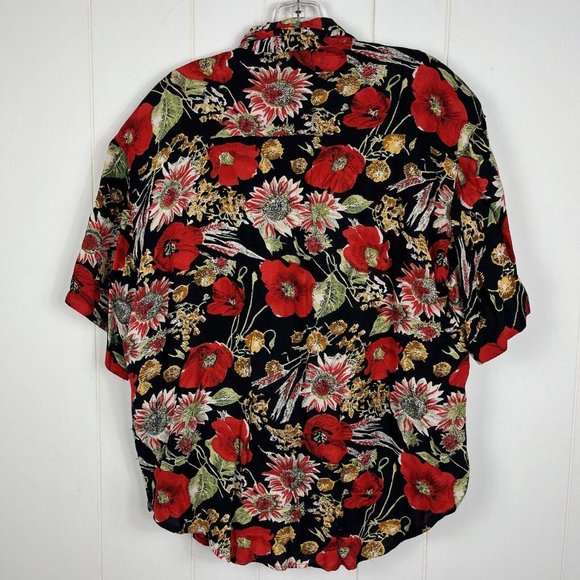 Way To Go Women Top & Shorts Set Large Floral Black Rayon Button Front India - Picture 3 of 10